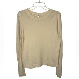 Margaret O’Leary Organic Cotton Waffle Knit Long Sleeve Top Cream Medium